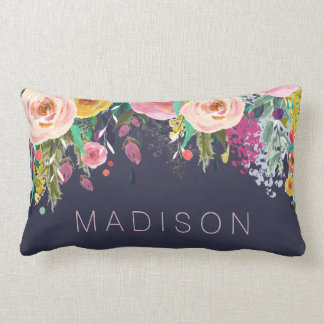 Personlig Girls Cushion, målad Blommigt Lumbarkudde