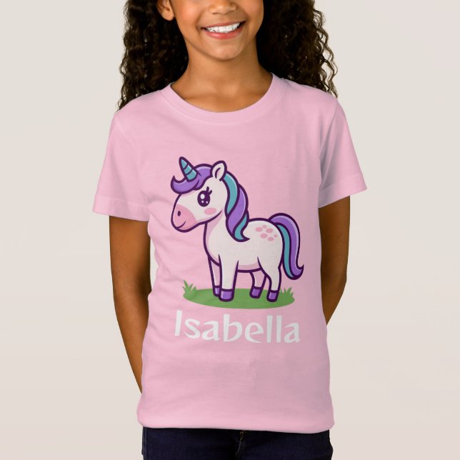 Personlig Girls Cute Unicorn Horse Kids T-Shirt (Framsida)