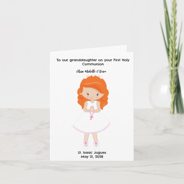 Personlig Girls First Heliga Communion Kort (Framsida)