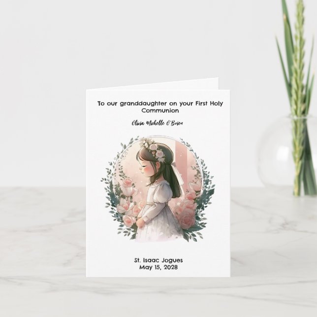 Personlig Girls First Heliga Communion Kort (Framsida)