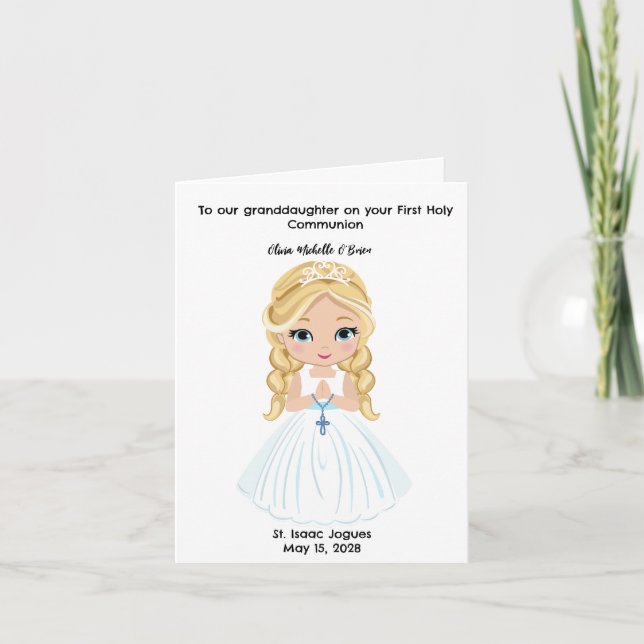 Personlig Girls First Heliga Communion Kort (Framsida)