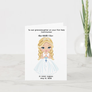Personlig Girls First Heliga Communion Kort