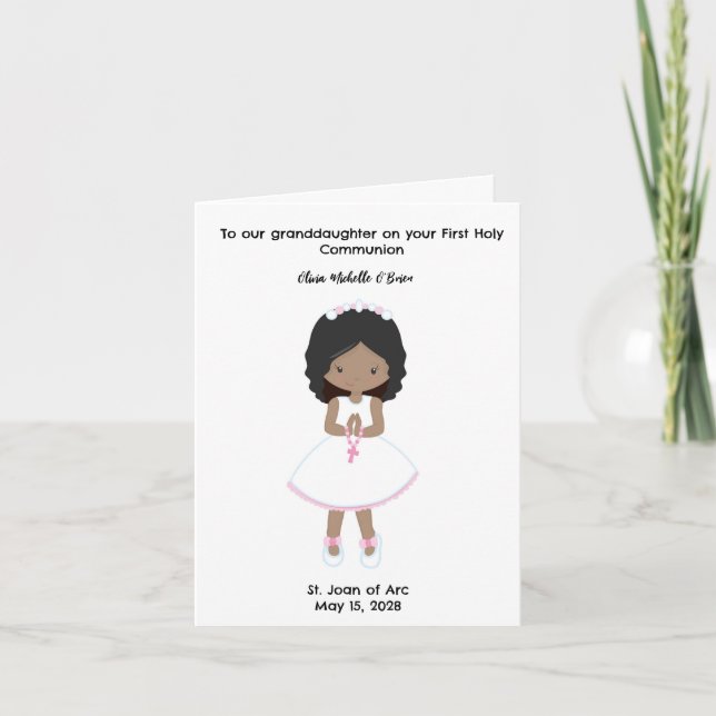 Personlig Girls First Heliga Communion Kort (Framsida)