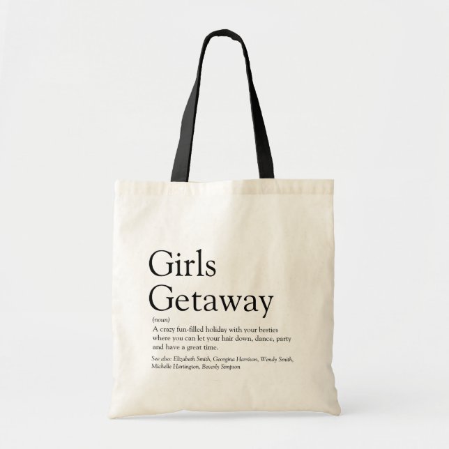 Personlig Girls Getaway Definition Tote Bag Tygkasse (Framsidan)
