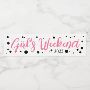 Personlig Girl's Helg Rosa Doted Vattenflaskor Etikett