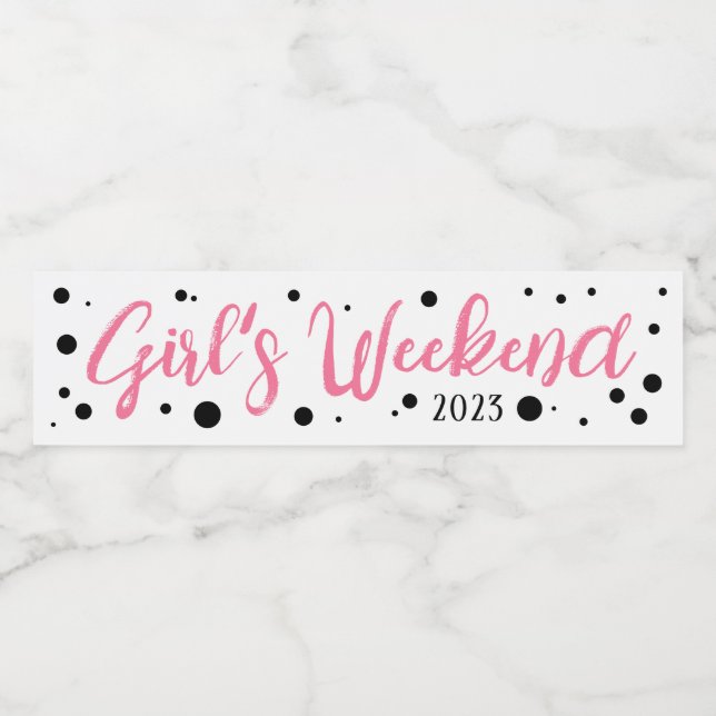 Personlig Girl's Helg Rosa Doted Vattenflaskor Etikett (Singel etikett)