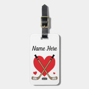 Personlig Girls Hockey Namn Kärlek Heart Sticks Bagagebricka