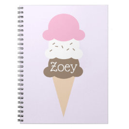 Personlig Girl's Ice Cream Cone Notebook Anteckningsbok