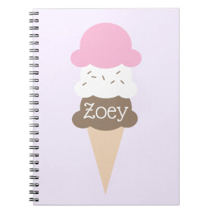 Personlig Girl's Ice Cream Cone Notebook Anteckningsbok
