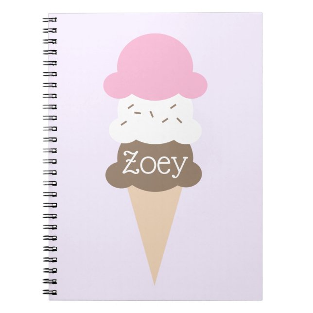 Personlig Girl's Ice Cream Cone Notebook Anteckningsbok (Framsidan)
