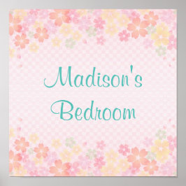 Personlig Girls Namn Blue Rosa Modern Girly Poster