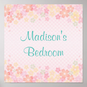 Personlig Girls Namn Blue Rosa Modern Girly Poster