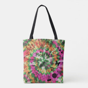 Personlig Girls Namn Tie Dye Tote Bag Tygkasse