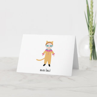 Personlig Girls Note Card-Catgirl/Cat Costume Anteckningskort