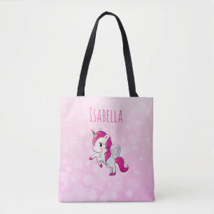 Personlig Girl's Rosa Unicorn Bag Tygkasse