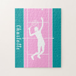 Personlig Girls Tennis Team Puzzle Gift Rosa Pussel