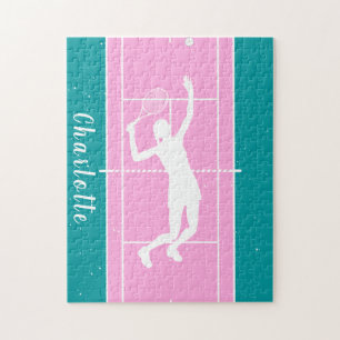 Personlig Girls Tennis Team Puzzle Gift Rosa Pussel