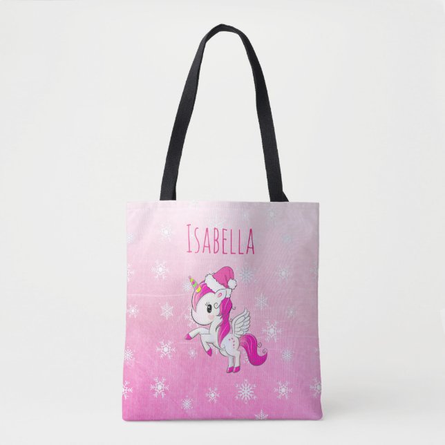 Personlig Girl's Unicorn Bag Tygkasse (Framsida)