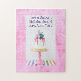 Personlig Girls Unicorn Birthday Puzzle Pussel
