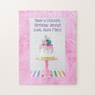 Personlig Girls Unicorn Birthday Puzzle Pussel