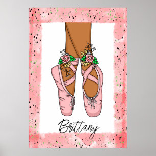 Personlig Girl's Wall Art Ballet Tofflor Poster