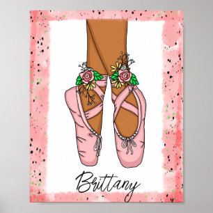 Personlig Girl's Wall Art Ballet Tofflor Poster