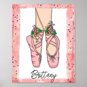 Personlig Girl's Wall Art Ballet Tofflor Poster
