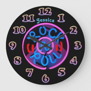 Personlig GIRLS WALL Clock NEON Retro RocknRoll Stor Klocka