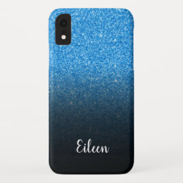 Personlig Girly Blue Glitter Black Ombre