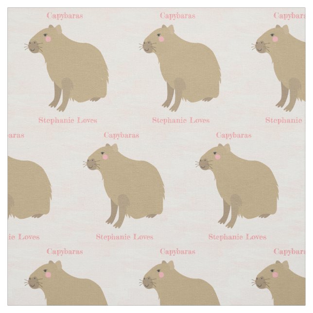 Personlig Girly Capybara Mönster på ljus rosa Tyg (Provkarta)