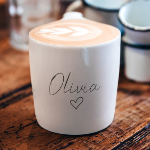 Personlig Girly Espresso Kopp med Namn och hjärta Espressomugg