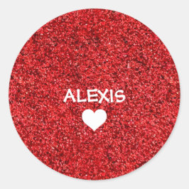 PERSONLIG GIRLY GLITTER MED NAMN RUNT KLISTERMÄRKE