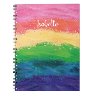 Personlig Girly Glitter Rainbow Anteckningsbok