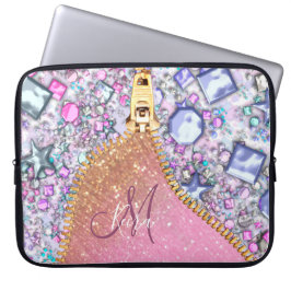 Personlig Girly Guld Glitter Monogrammed Ro Laptop Fodral