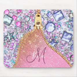Personlig Girly Guld Glitter Monogrammed Ro Musmatta