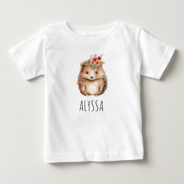 Personlig Girly Hedgehog T Shirt (Framsida)