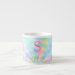 Personlig Girly Holografik Iridescent Rainbow Espressomugg