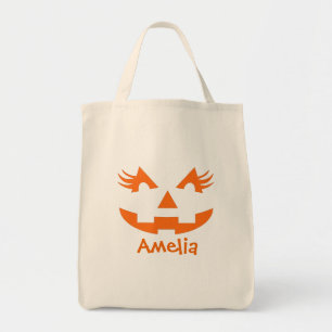 Personlig Girly Jack o lantern Halloween Tygkasse