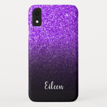 Personlig Girly Lila Glitter Black Ombre