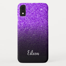 Personlig Girly Lila Glitter Black Ombre