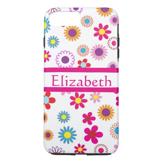 Personlig Girly Modern Daisy med Namn Case-Mate iPhone Skal (Baksida)