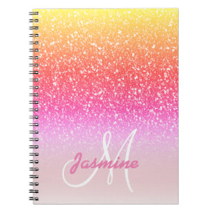 Personlig Girly Rainbow Glitter Sparkles Namn Anteckningsbok