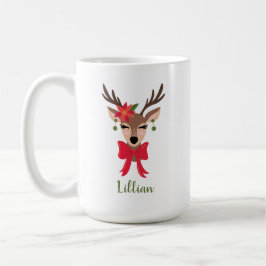Personlig Girly Reindeer Kaffemugg