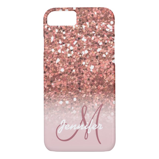 Personlig Girly Ro Glitter Sparkles Namn Case-Mate iPhone Skal (Baksida)
