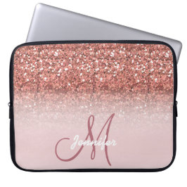 Personlig Girly Ro Glitter Sparkles Namn Laptop Fodral