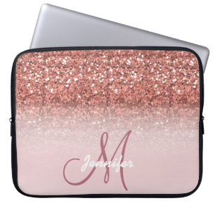 Personlig Girly Ro Glitter Sparkles Namn Laptop Fodral
