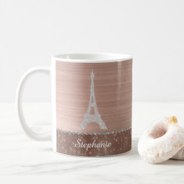 Personlig Girly Ro Guld Diamond Gnistra Paris Kaffemugg