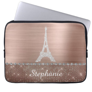 Personlig Girly Ro Guld Diamond Gnistra Paris Laptop Fodral