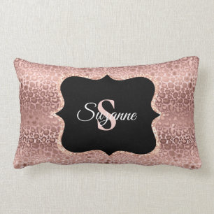 Personlig Girly Ro Guld Leopard Monogram Thr Lumbarkudde