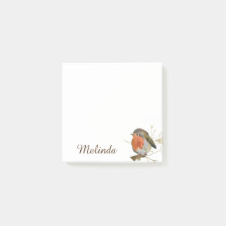 Personlig Girly Robin Bird Post-it Block